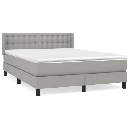 Sommier à lattes de lit avec matelas Gris clair 140x200cm Tissu