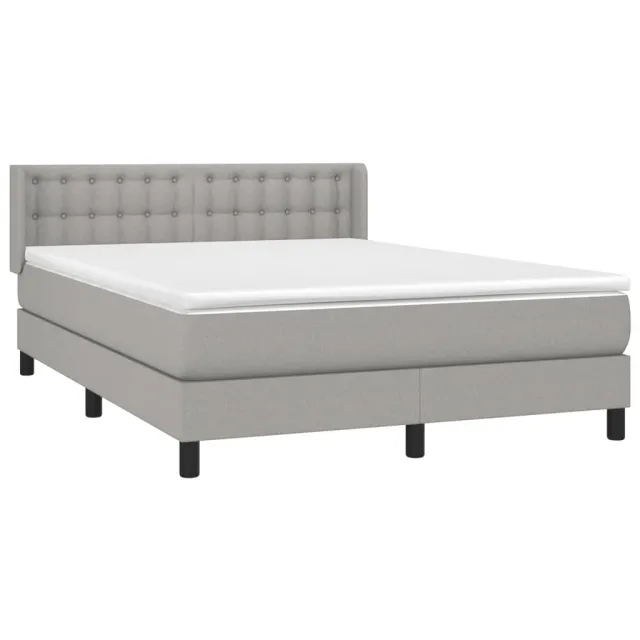 Sommier à lattes de lit avec matelas Gris clair 140x200cm Tissu