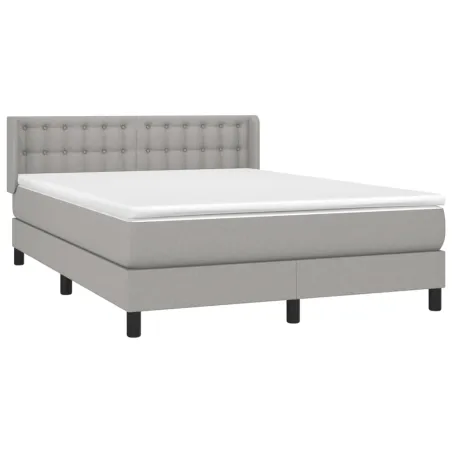 Sommier à lattes de lit avec matelas Gris clair 140x200cm Tissu
