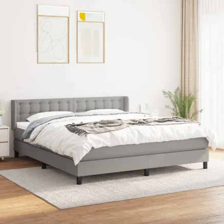 Sommier à lattes de lit avec matelas Gris clair 160x200cm Tissu