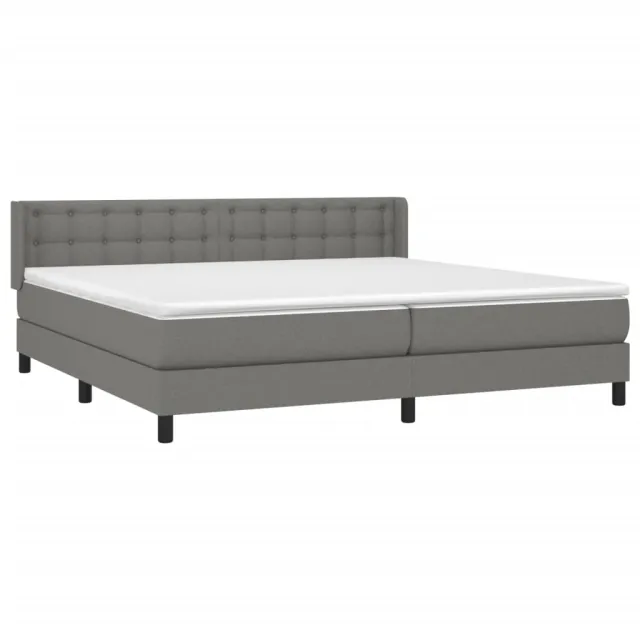 Sommier à lattes de lit avec matelas Gris foncé 200x200cm Tissu