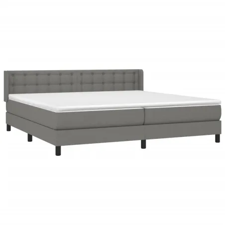 Sommier à lattes de lit avec matelas Gris foncé 200x200cm Tissu