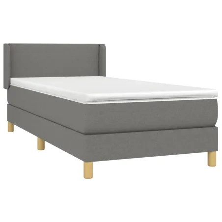 Sommier à lattes de lit avec matelas Gris foncé 80x200 cm Tissu