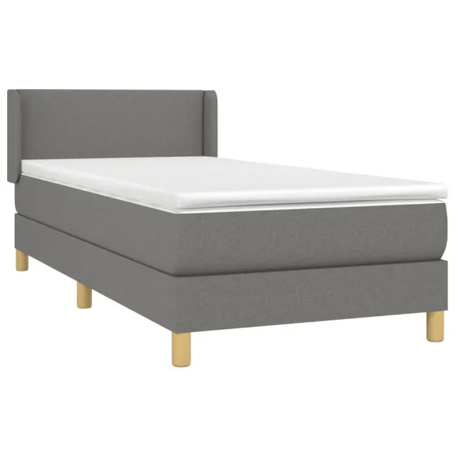 Sommier à lattes de lit avec matelas Gris foncé 90x200 cm Tissu