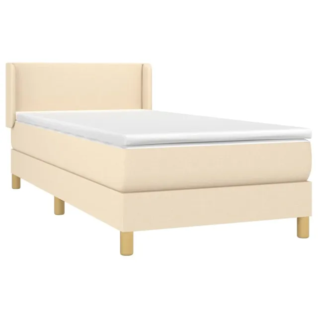 Sommier à lattes de lit avec matelas Crème 90x200 cm Tissu