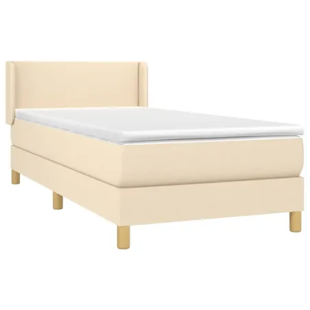 Sommier à lattes de lit avec matelas Crème 90x200 cm Tissu