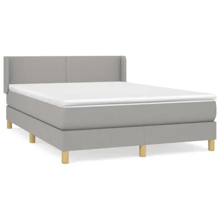 Sommier à lattes de lit avec matelas Gris clair 140x190cm Tissu 2