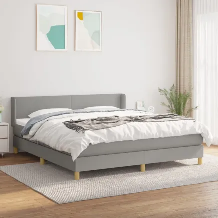 Sommier à lattes de lit avec matelas Gris clair 160x200cm Tissu