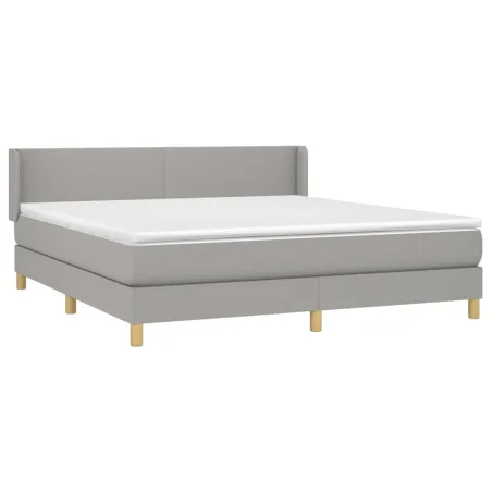 Sommier à lattes de lit avec matelas Gris clair 160x200cm Tissu