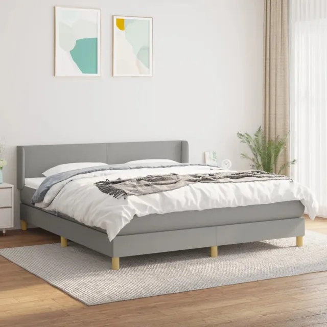Sommier à lattes de lit avec matelas Gris clair 180x200cm Tissu