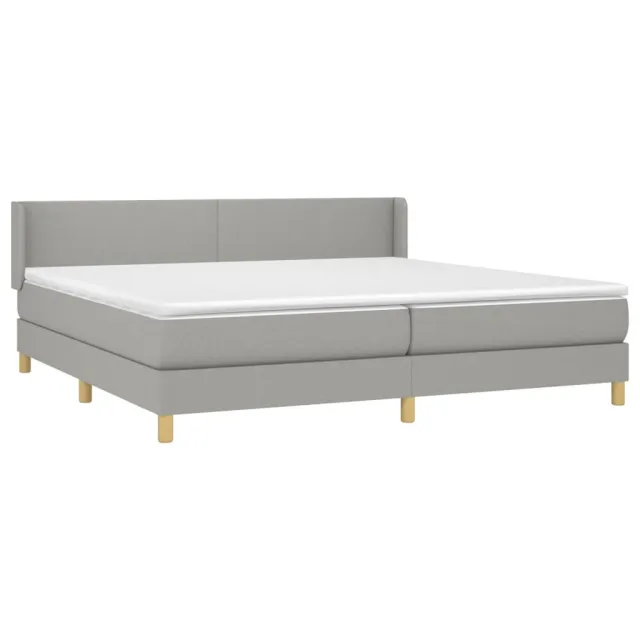 Sommier à lattes de lit avec matelas Gris clair 200x200cm Tissu