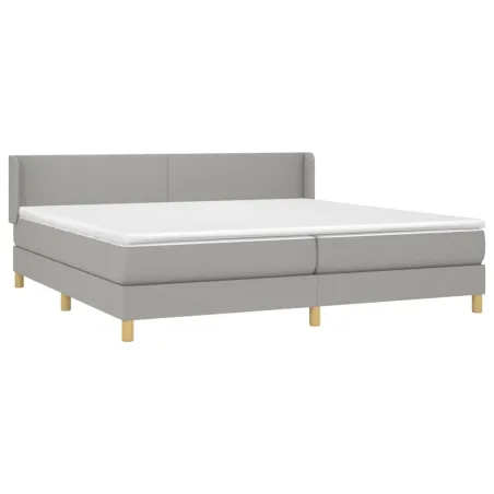 Sommier à lattes de lit avec matelas Gris clair 200x200cm Tissu