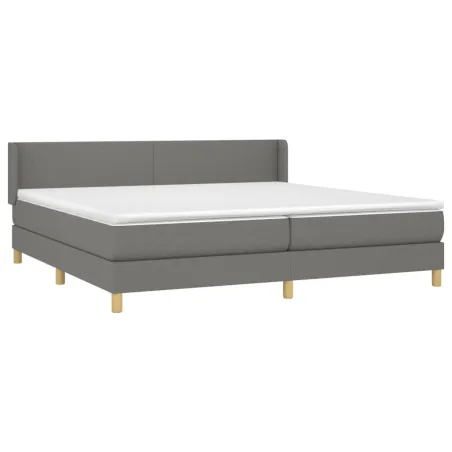 Sommier à lattes de lit avec matelas Gris foncé 200x200cm Tissu