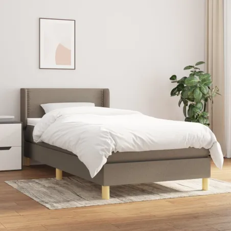 Sommier à lattes de lit avec matelas Taupe 90x190 cm Tissu