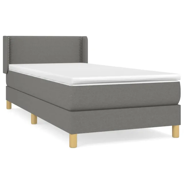 Sommier à lattes de lit avec matelas Gris foncé 90x200 cm Tissu