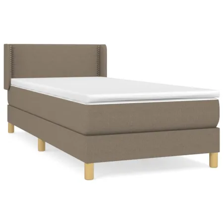 Sommier à lattes de lit avec matelas Taupe 90x200 cm Tissu