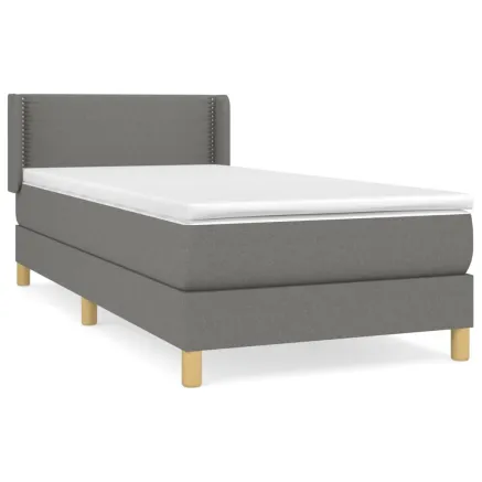 Sommier à lattes de lit avec matelas Gris foncé 100x200cm Tissu 2
