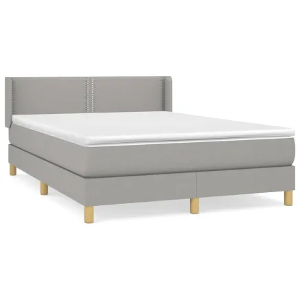 Sommier à lattes de lit avec matelas Gris clair 140x200cm Tissu 2