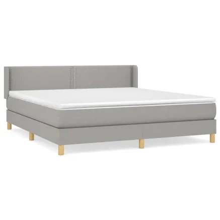 Sommier à lattes de lit avec matelas Gris clair 180x200cm Tissu 2