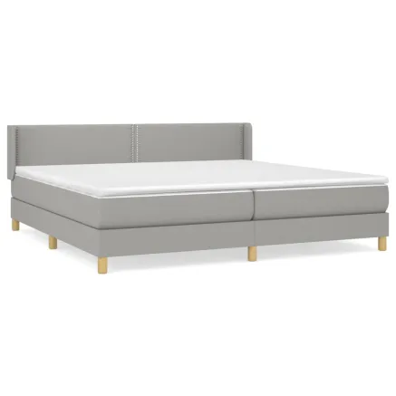 Sommier à lattes de lit avec matelas Gris clair 200x200cm Tissu 2
