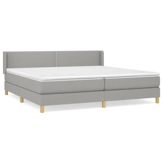 Sommier à lattes de lit avec matelas Gris clair 200x200cm Tissu