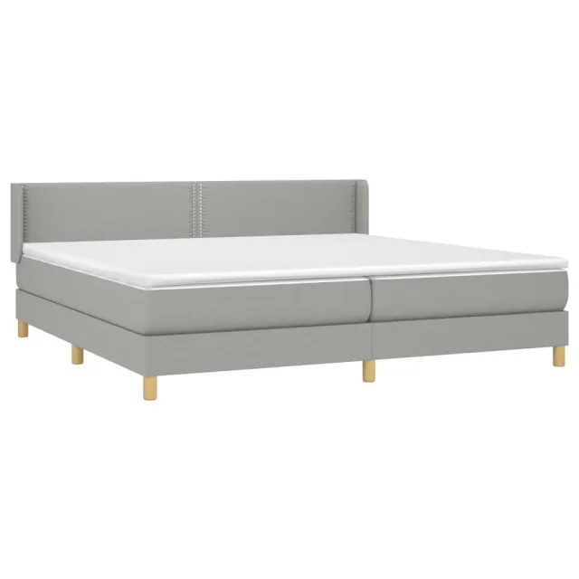 Sommier à lattes de lit avec matelas Gris clair 200x200cm Tissu