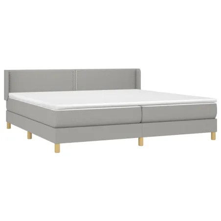Sommier à lattes de lit avec matelas Gris clair 200x200cm Tissu