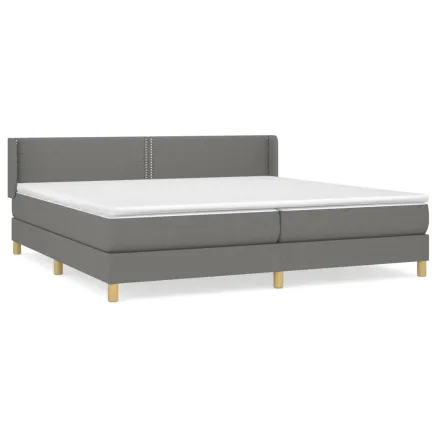 Sommier à lattes de lit avec matelas Gris foncé 200x200cm Tissu 2