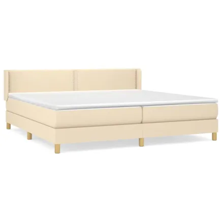 Sommier à lattes de lit avec matelas Crème 200x200 cm Tissu 2