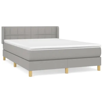 Sommier à lattes de lit avec matelas Gris clair 140x190cm Tissu 2
