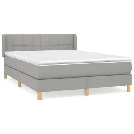 Sommier à lattes de lit avec matelas Gris clair 140x200cm Tissu