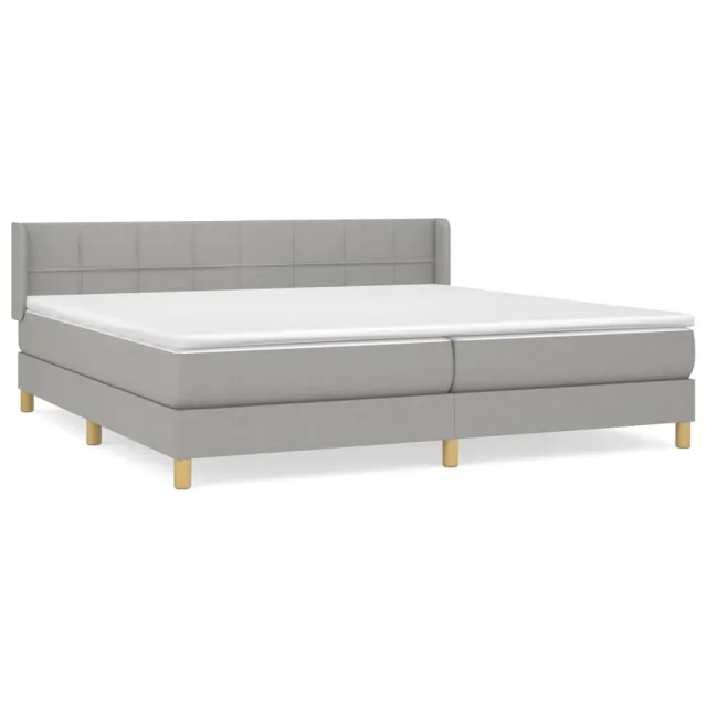 Sommier à lattes de lit avec matelas Gris clair 200x200cm Tissu