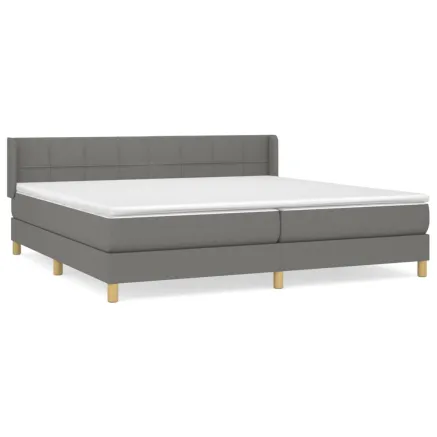 Sommier à lattes de lit avec matelas Gris foncé 200x200cm Tissu 2