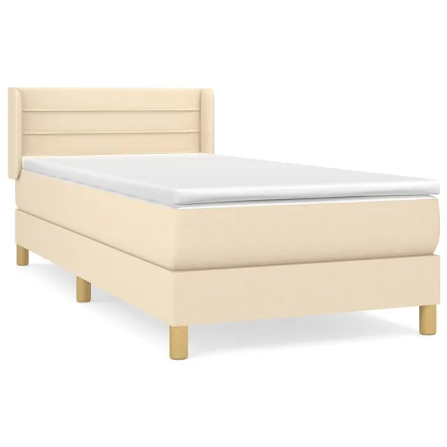 Sommier à lattes de lit avec matelas Crème 80x200 cm Tissu