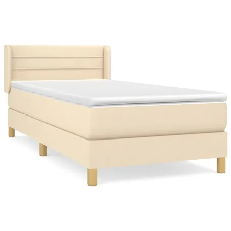 Sommier à lattes de lit avec matelas Crème 80x200 cm Tissu