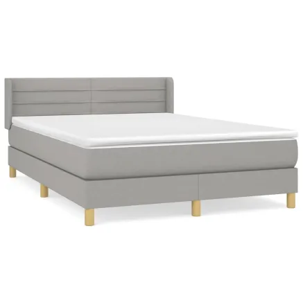 Sommier à lattes de lit avec matelas Gris clair 140x200cm Tissu 2
