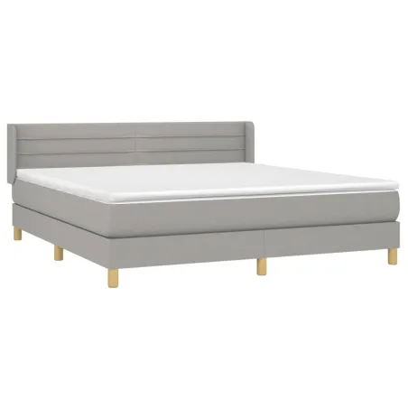 Sommier à lattes de lit avec matelas Gris clair 180x200cm Tissu