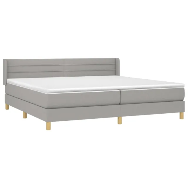 Sommier à lattes de lit avec matelas Gris clair 200x200cm Tissu