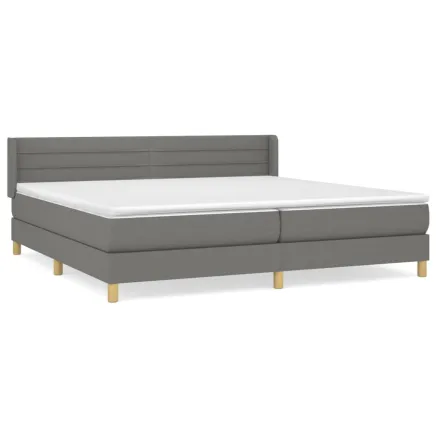 Sommier à lattes de lit avec matelas Gris foncé 200x200cm Tissu 2