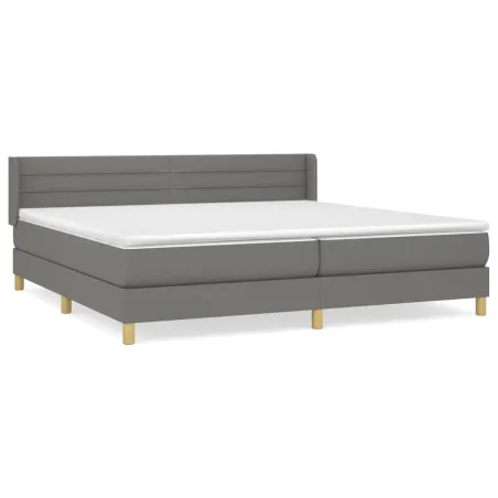 Sommier à lattes de lit avec matelas Gris foncé 200x200cm Tissu