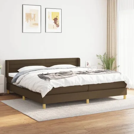 Sommier à lattes de lit avec matelas Marron foncé 200x200 cm