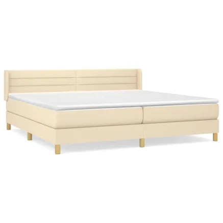 Sommier à lattes de lit avec matelas Crème 200x200 cm Tissu 2