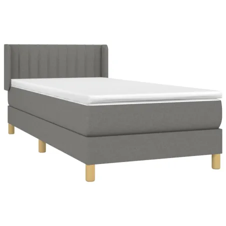 Sommier à lattes de lit avec matelas Gris foncé 80x200 cm Tissu