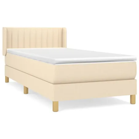 Sommier à lattes de lit avec matelas Crème 100x200 cm Tissu