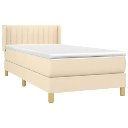Sommier à lattes de lit avec matelas Crème 100x200 cm Tissu