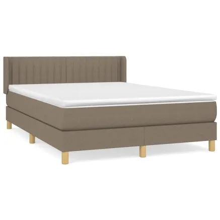 Sommier à lattes de lit avec matelas Taupe 140x190 cm Tissu 2