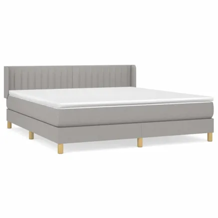 Sommier à lattes de lit avec matelas Gris clair 180x200cm Tissu 2