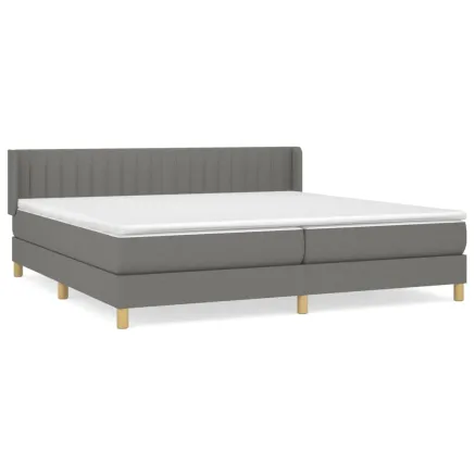 Sommier à lattes de lit avec matelas Gris foncé 200x200cm Tissu 2