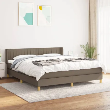 Sommier à lattes de lit avec matelas Taupe 200x200 cm Tissu