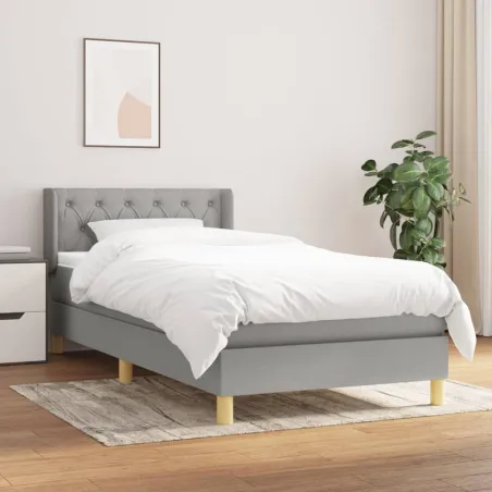 Sommier à lattes de lit avec matelas Gris clair 80x200 cm Tissu
